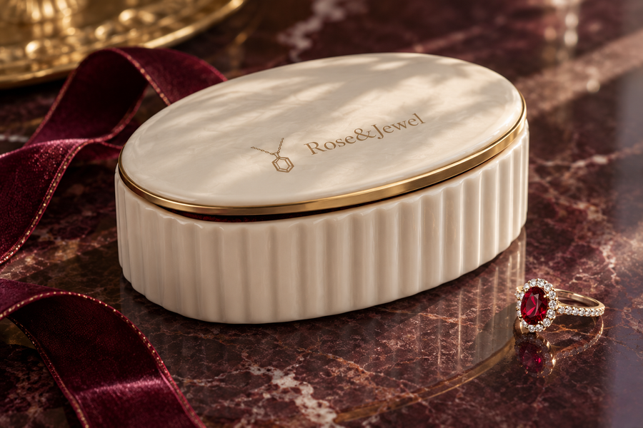 Rose & Jewel dec surprise jewelry box with coordinating jewelry accents