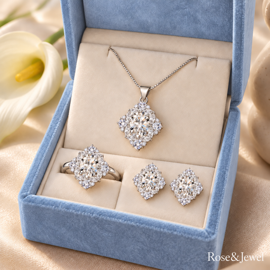 White floral halo jewelry box